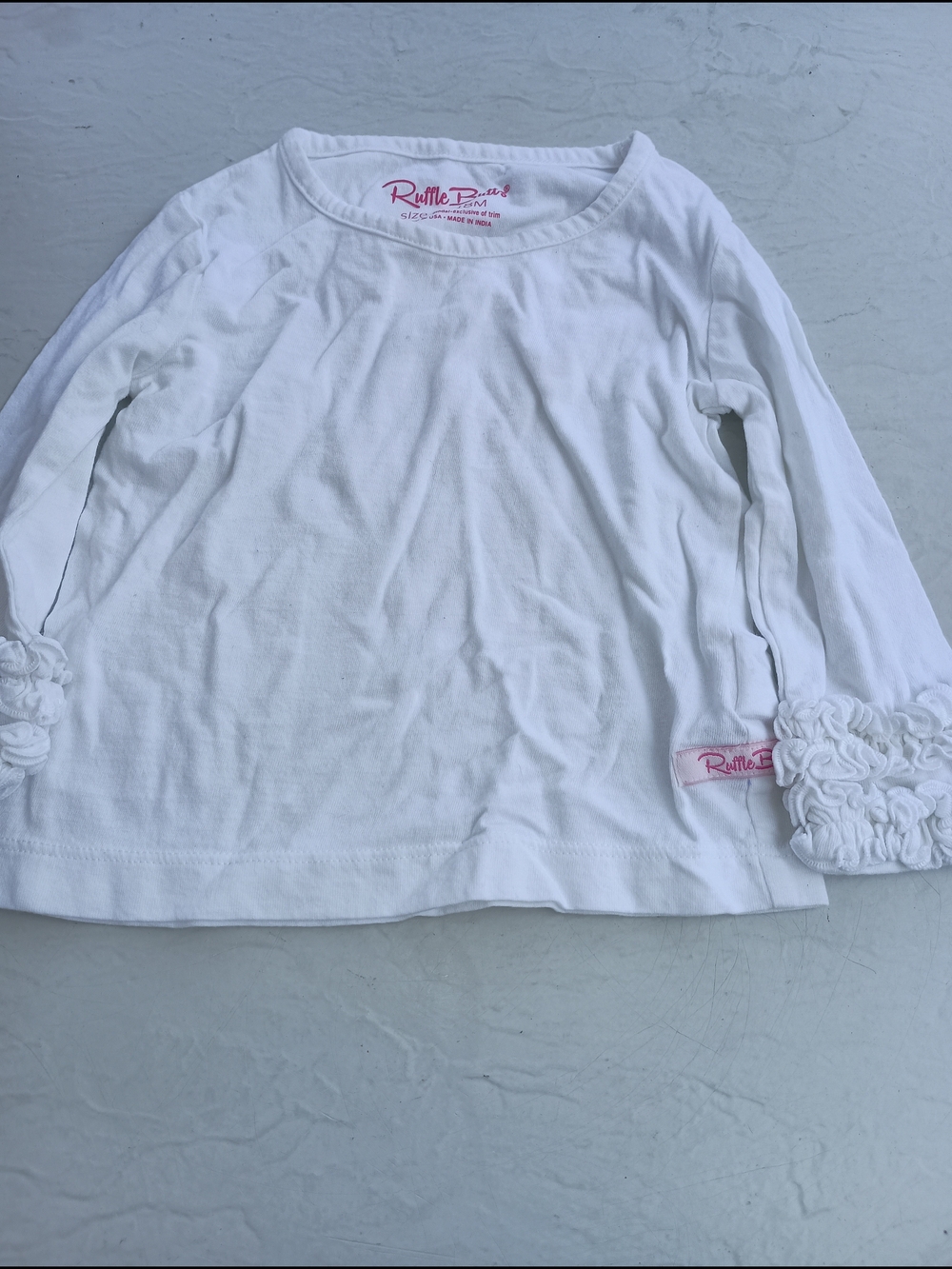 Ruffle Butts White Long-Sleeve Top with Ruffle Cuffs